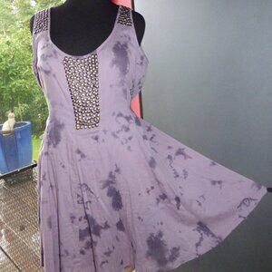 QUIRKY ABIGAIL GOTH BOHO STUDDED PURPLE FULLY LINED TIE BACK MINI DRESS 16